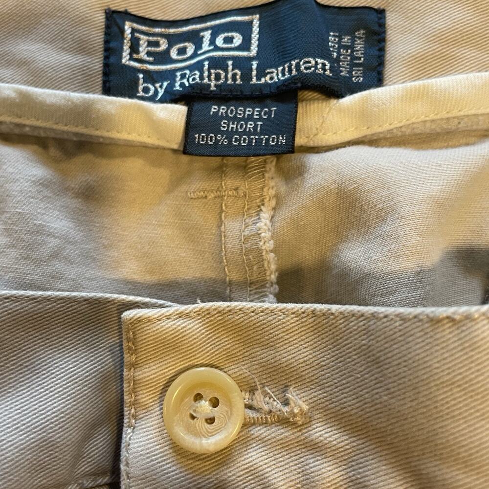 Polo Ralph Lauren Shorts Size 35 Khaki Cotton Prospect Classic Chino Belt Loops - Picture 8 of 9